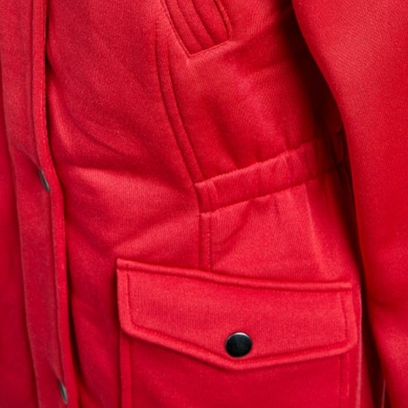 Candy Apple Red Leopard Sherpa-Lined Hood Fleece Anorak NWTs Sz Large - Picture 4 of 7